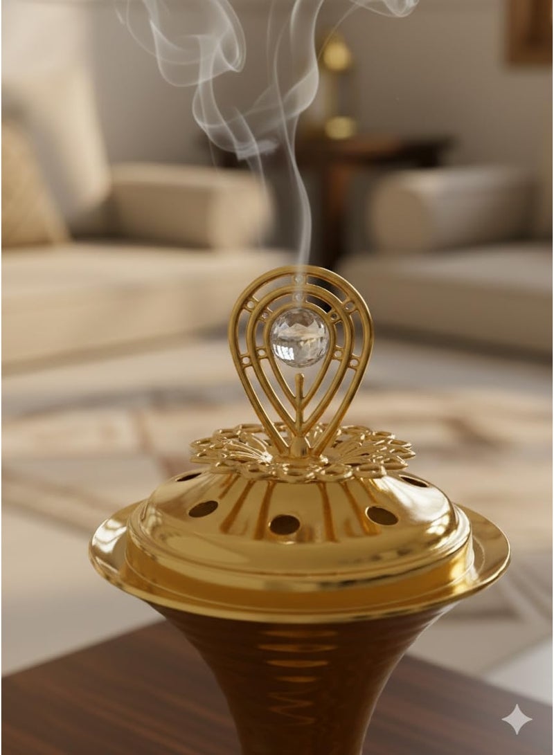 Decorative Gold Metal Incense Burner – Elegant Mabkhara Bakhoor Holder for Home Decor - Image 4